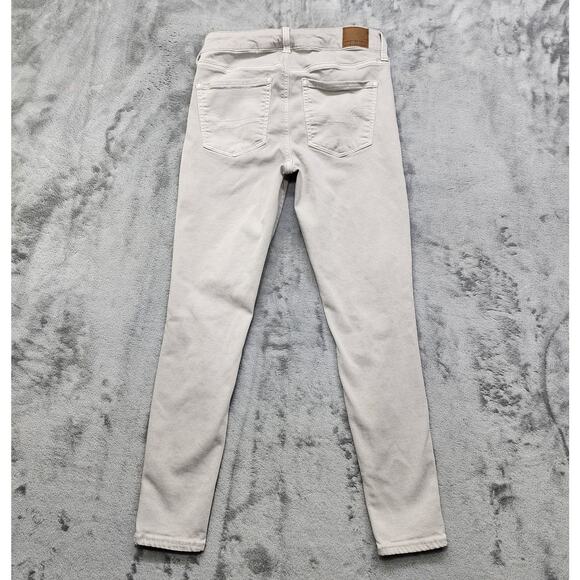 American Eagle Jeans Womens 6 SHORT Beige Distressed Stretch High Rise Jegging - Picture 3 of 15